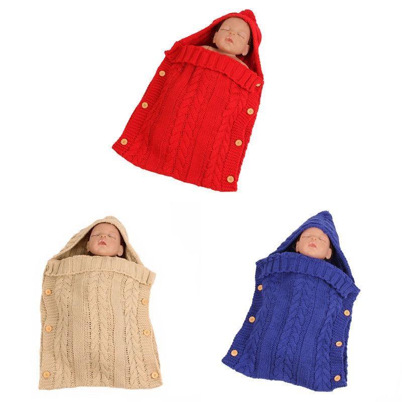 Sleeping Knitted Bag Newborn Baby Autumn Winter Button Stroller Bag Sleeping