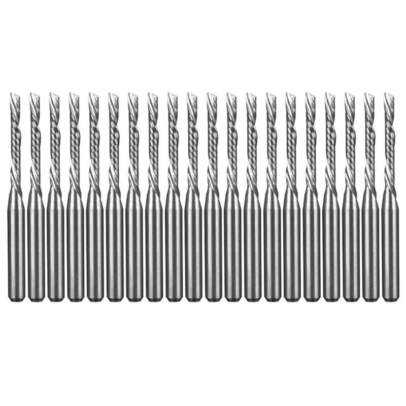 20PCS 3.175mm Shank Single Grooves Milling Cutter 2mm/2.5mm Diameter Routers Bit Engraving Tool for Metalworking