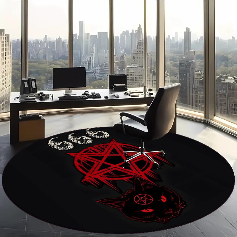Satan Culture Horror Gothic (5) Round Office Rug Decorative Floor Rug for Office Bedroom Living Room and Home Space