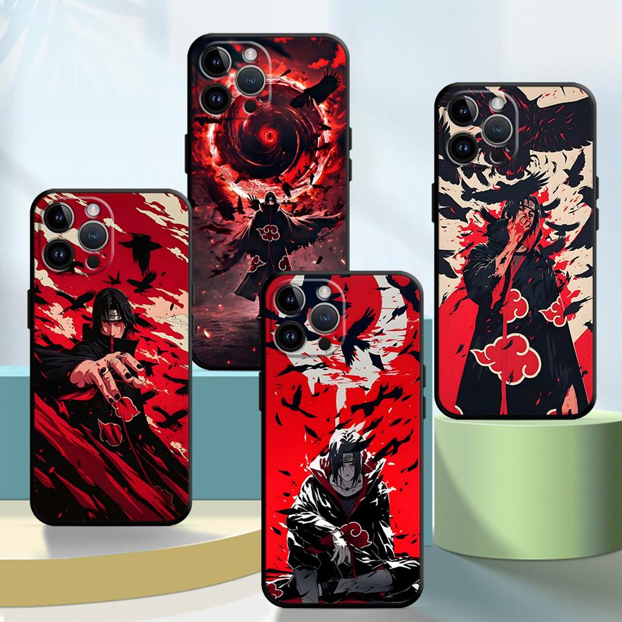 Case for iPhone 15 16 14 Plus 7 8 13 12 11 17 Pro Max XS Max XR 17Air Black Soft Phone Cover Cool Uchiha Itachi