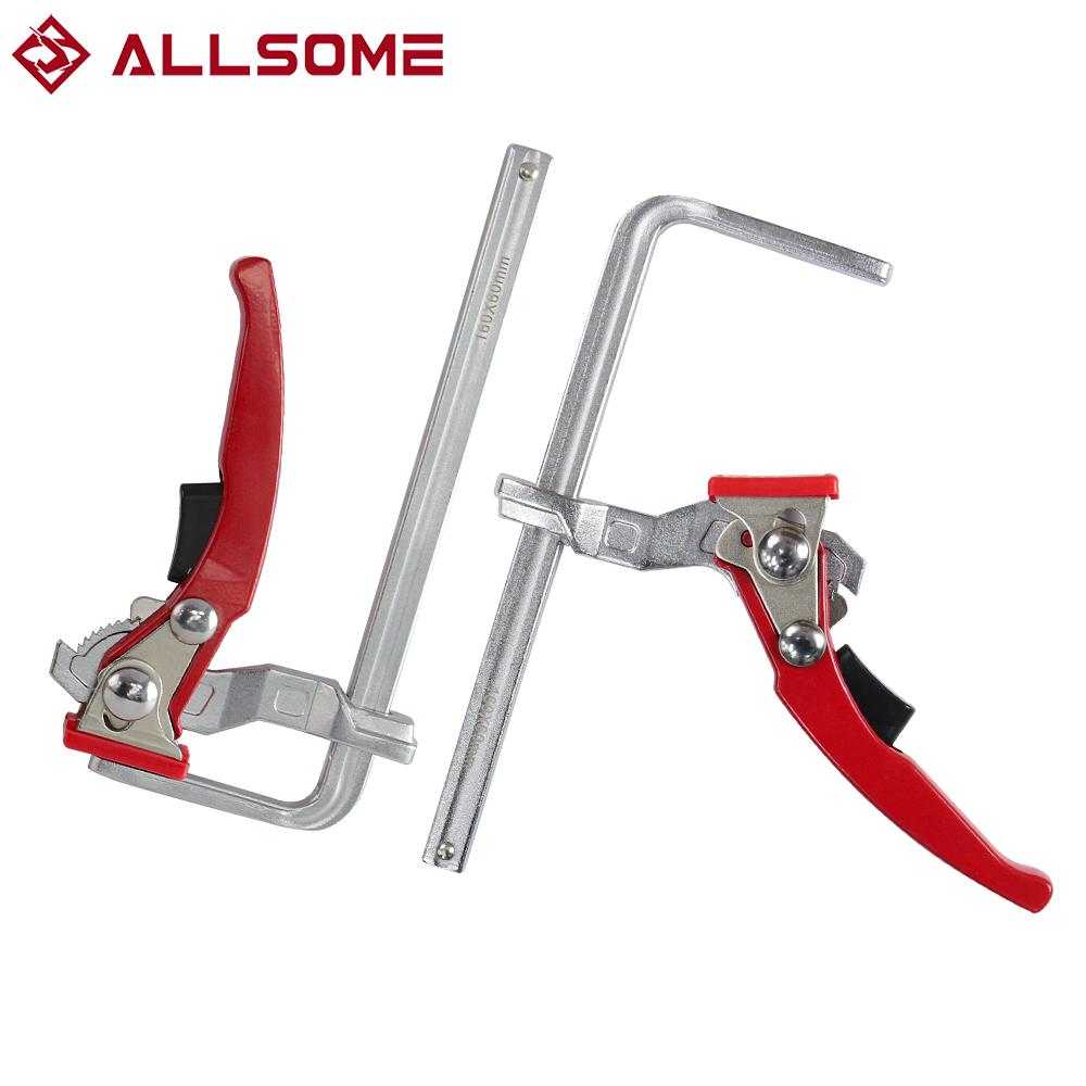 Allsome 2PCS 160x60mm Quick Guide Rail Clamp Carpenter F Clamp Quick Clamping For MFT and Guide Rail System Hand Tool