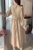 Chubikime Long Long Women's Dress, Knit, Layered, Midi, Sleeve, A-Line, Slimming, Ribbon, Stylish, Casual, Fall/Winter/Spring