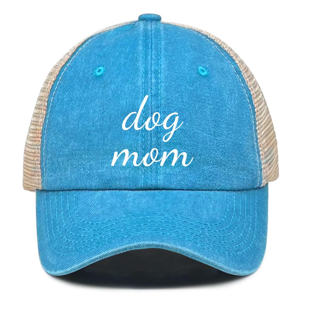 White Dog Mom Printed Trucker Hat Adjustable Sporting Trendy Fashion Mesh Cap For Gifts Outdoor Cycling Tennis Activities Wear