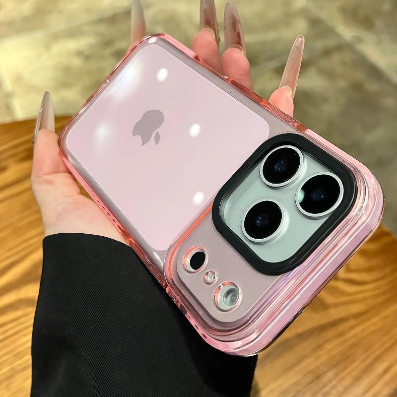 Luxury Transparent Airbag Phone Case For iPhone 17 16 15 Pro Max 14 16 Plus 13 12 11 Contrasting Bumper Shockproof TPU Cover
