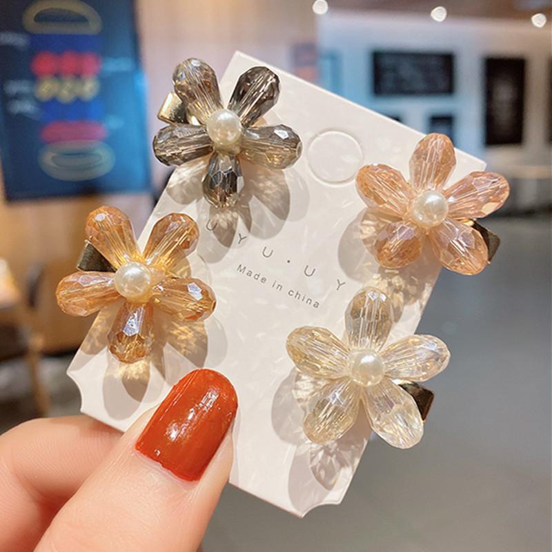 Korean Chic Round Pearl Flower Hair Pins Vintage Barrettes Hair Clips Set Crystal Metal Hair Accessories Hairgrip for Women