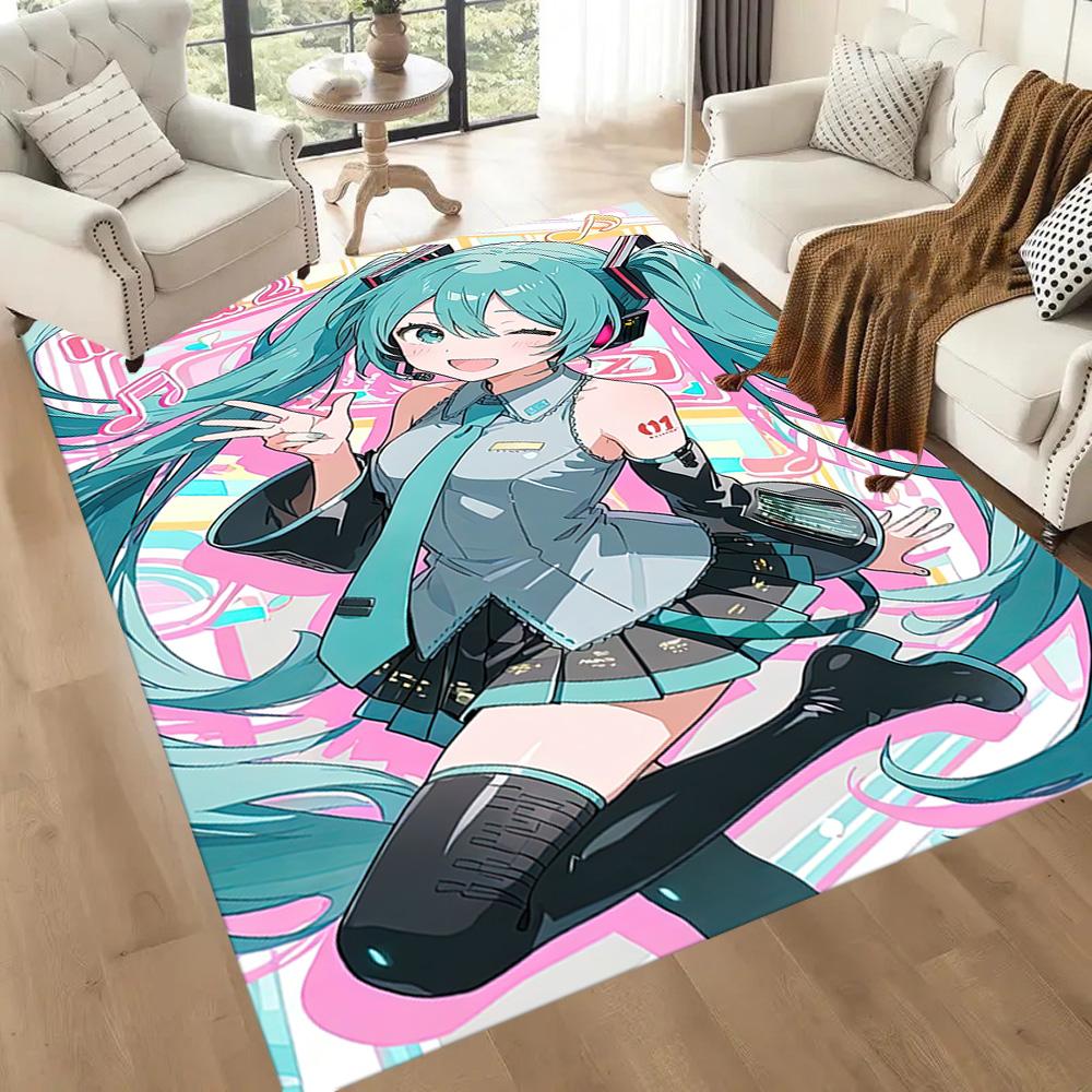 Hatsune Miku Style Square rugs are a great choice for living rooms, bedrooms, home décor, and as gifts.