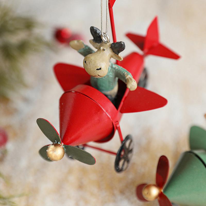 Retro Demir Noel Kolye Antika Tarzı Noel Baba Uçak Noel Ağacı Asılı Dekorasyon Süsler Parti Dekor