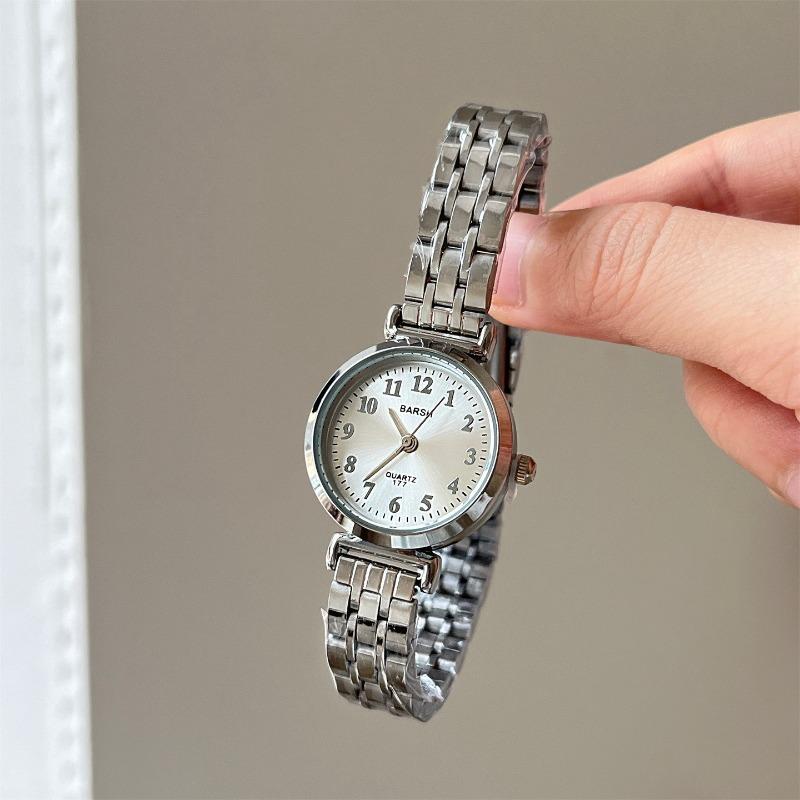 Vintage Round Dial Women's Watch Ladies Arabic Quartz Female Wristwatch Girl Clock Sliver Bracelet Watches Relgio Dropshipping