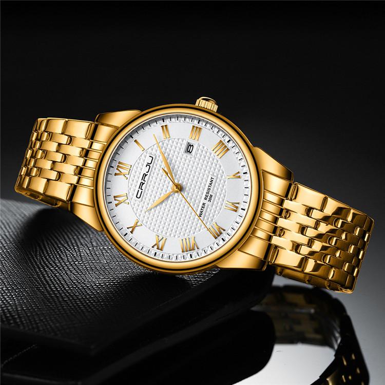 CRRJU Watch 5010 New Steel Strap Men's Watch Simple Fashion Calendar