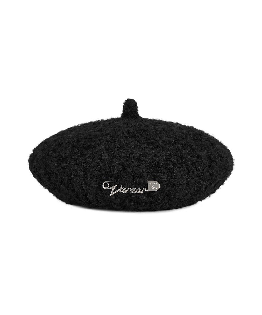 Bajal Safety Pin Knit Beret Black