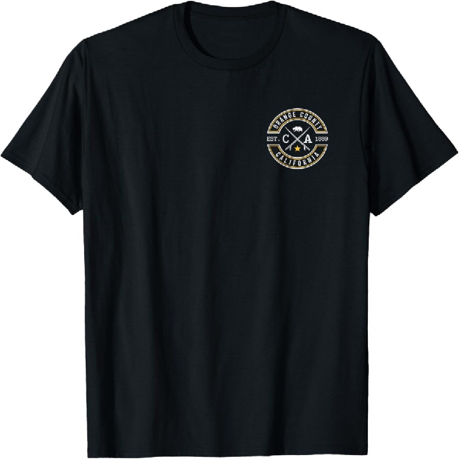 Orange County California CA Retro Surfer Beach Front & Back T-Shirt S чёрный