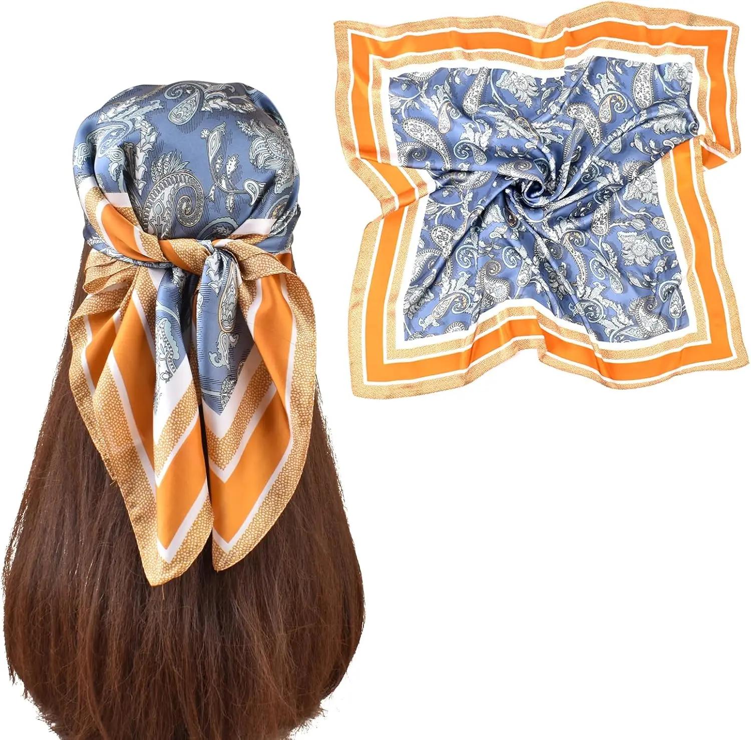 27.5 Inches Silk Head Scarf For Women Satin Hair Scarf Silk Wrap Neck Square Scarves Feeling Scarf Boho Headwear