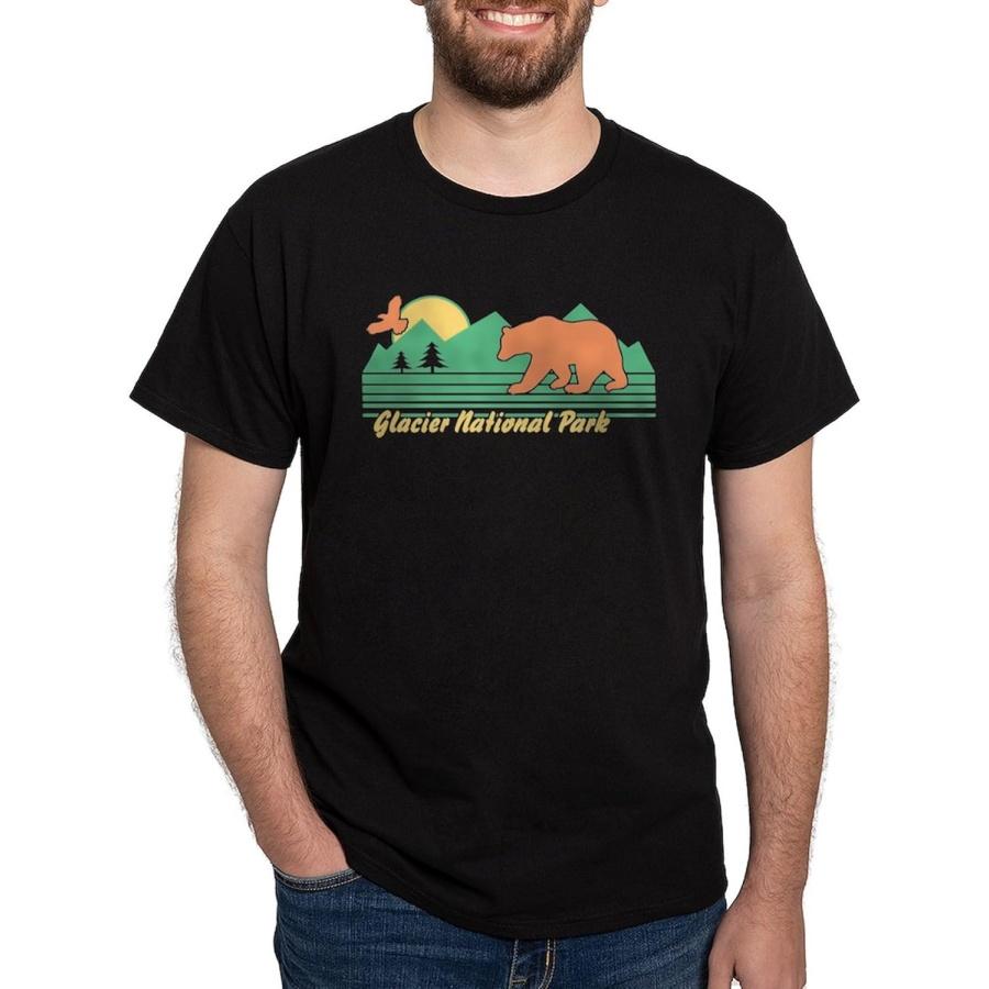 CafePress Футболка с принтом Национальный парк Глейшер, темная, мужская, 100% хлопок, классическая графическая темная футболка S