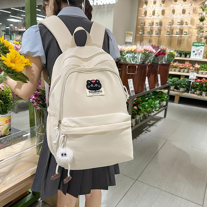 Large Capacity Junior High School Student Schoolbag Black Cat Women's Backpack Class Book Bag