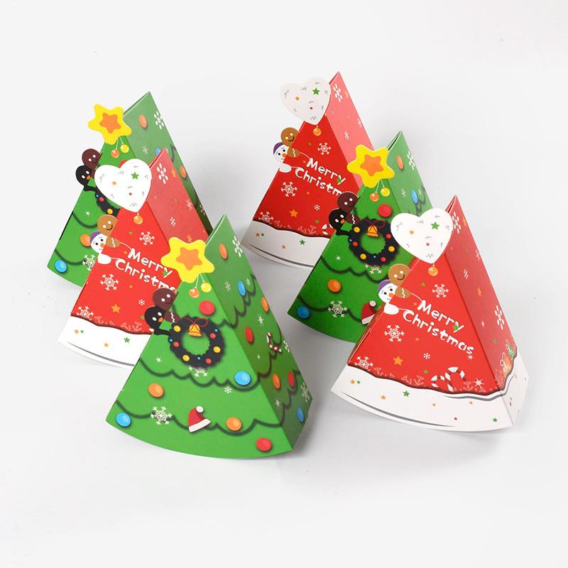 6pcs Christmas Cookie Candy Box Xmas Tree Paper Gift Boxes Navidad New Year cake shape Snack Baking Packaging Box kids Gifts