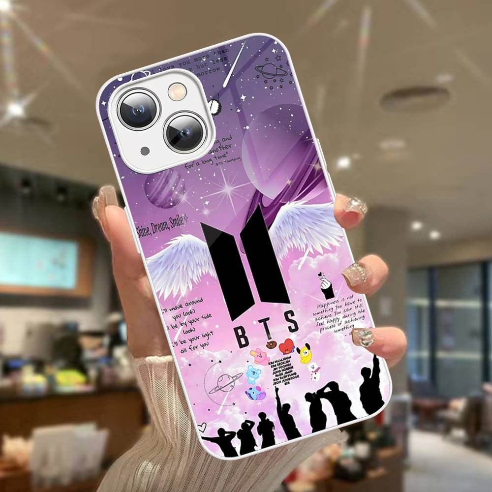K-Pop Cartoon Boys B-BT21S Tempered Glass For Iphone 14 13 12 11 Pro Mini XS MAX 14Plus X XS XR Cover