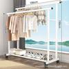Extra Thick Double Rod Mobile Clothes Rack for Home and Dormitory