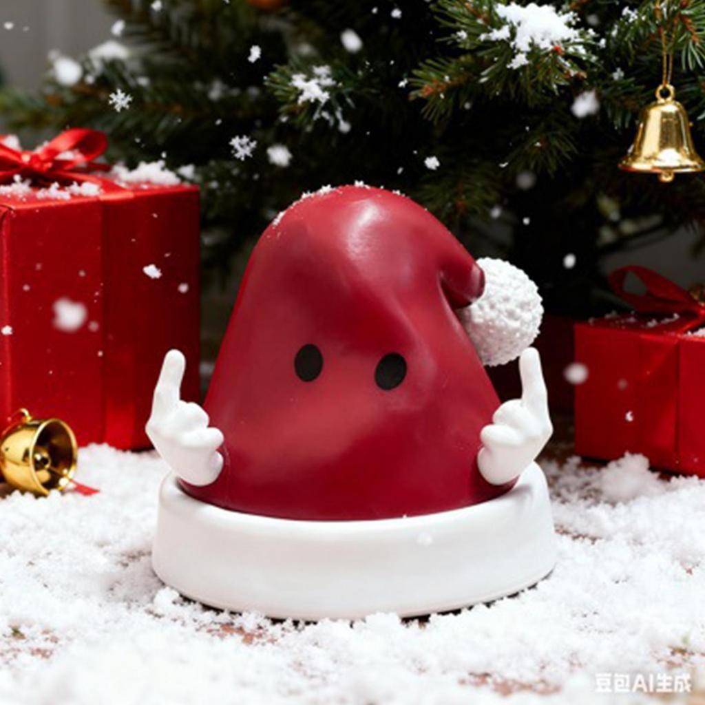 Christmas Table Figurines Santa Hat Shape Desktop Figurines Santa Hat Desktop Sculpture For Living Room Shelf Table Study