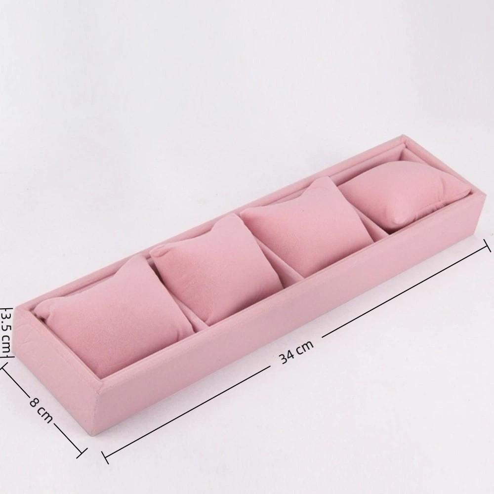 4 Slots Velvet Jewelry Organizer with Soft Pillow Watches Display Holder  Bracelet Bangle Watches