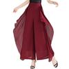 Pantaloni-Gonna Estivi in Chiffon a Vita Alta da Donna - Larghi, a Gamba Larga, Capo d'Abbigliamento Casual