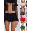 Lotus Leaf Edge Sexy Low Waist Shorts Pure Color Ruffles Sexy Low Waisted Shorts