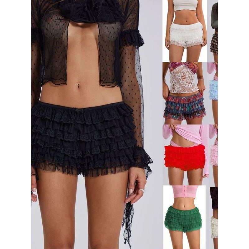Lotus Leaf Edge Sexy Low Waist Shorts Pure Color Ruffles Sexy Low Waisted Shorts