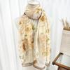 Thin Soft Long Chiffon Scarf Flower Print Beach Scarves Sun Protection Scarf  for Casual Wear