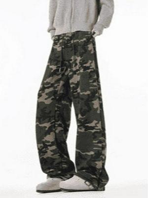 Men's Retro Camouflage Scimitar Streetwear Wide-Leg Sweatpants