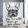 Cartoon Cat Shower Curtain, Plant leaves Bathroom Decorative Shower Curtain, Printed Fabric Home Curtain with Hooks