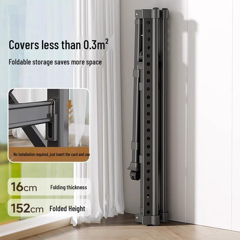 Adjustable Floor-Standing Clothes Drying Rack for Indoor/Outdoor Use
