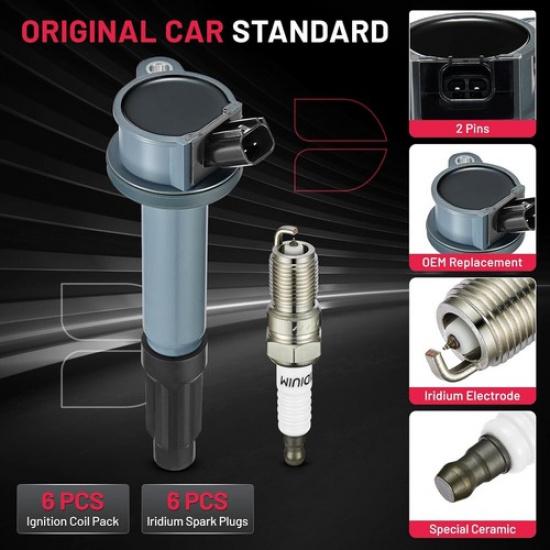 Set Of 6 Ignition Coil Pack And Iridium Spark Plug For Ford Lincoln Mercury 3.0L