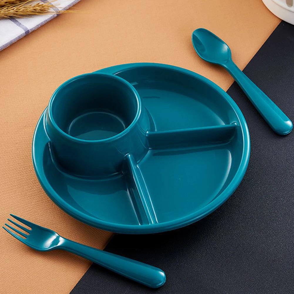 Creative Grid Plate Food Grade Material Quantitative Weight Loss Meal Children High and Low Temperature Resistant Tableware Set