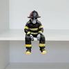 Firefighter Skeleton Statue Ornament Resin Sitter Figurine for Home Decoration