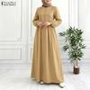 Women Casual Round Neck Loose Long Sleeve Muslim Dress