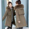 Parker Clothing Women's Mid-length Cotton-padded Jacket, Cotton-padded Jacket, Winter Plus Velvet Padded Jacket, Fur Collar Jacket