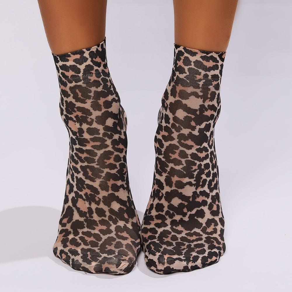 

Women s Fashion Leopard Print Cotton Socks, Breathable Sweat-Absorbent Comfortable Sports Low Cut Ankle Socks One size чорний