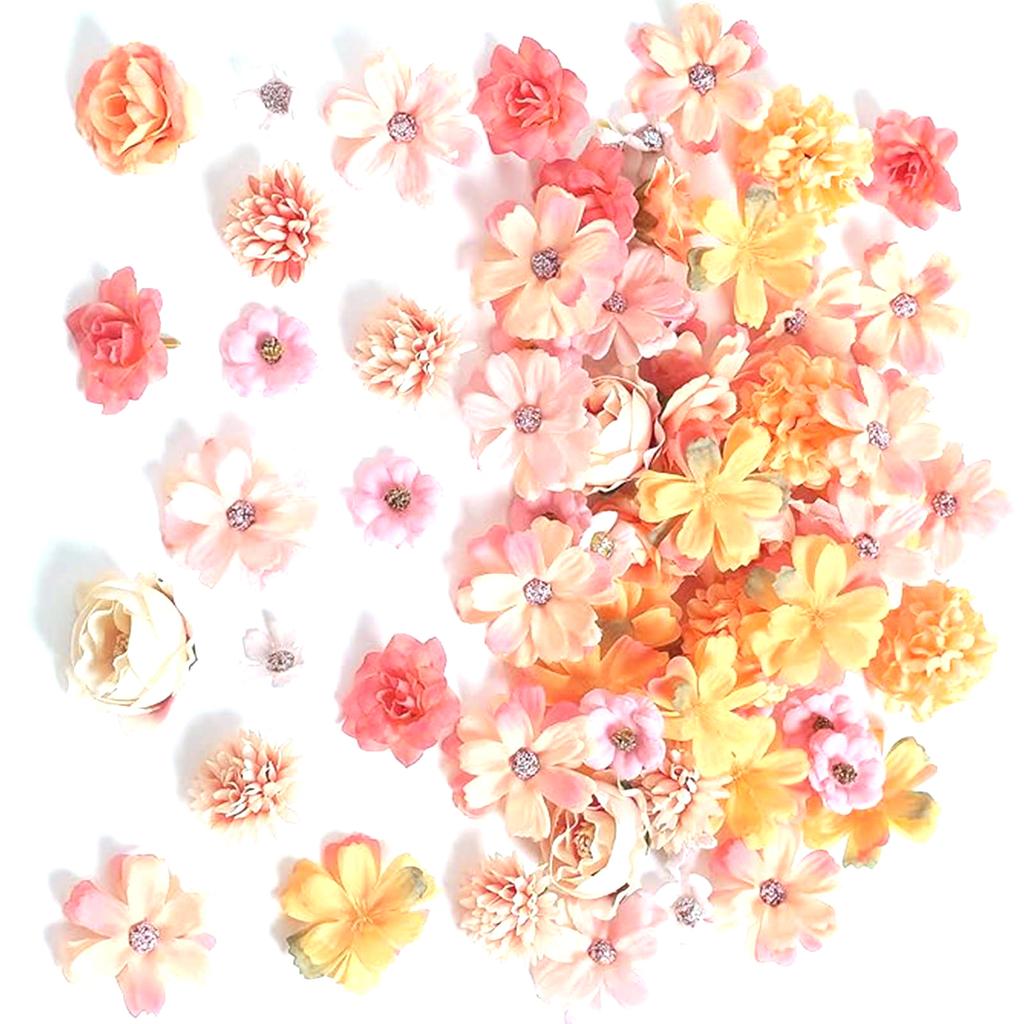 80Pcs Artificial Flower Heads 25-43mm for Craft Wedding Bouquets Flower Arrangements Cake Decoration Hair Accessories