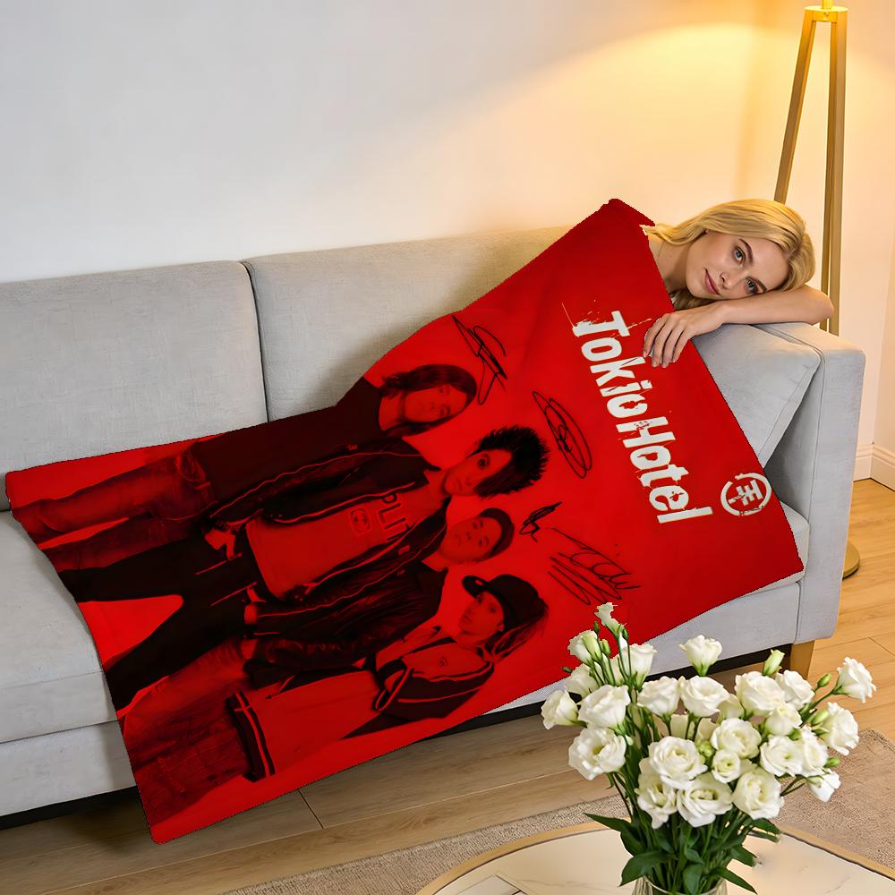 Throw High-Density Short Plush Blanket For Sofa Nap Air-Conditioned Room Soft Skin-Friendly Metal Rock Band Tokio El