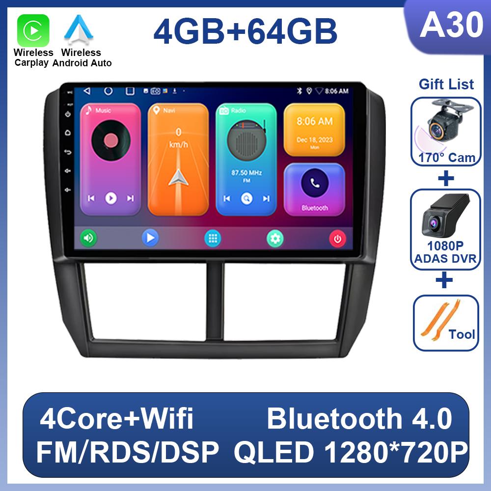 Android 14 Car Radio For Subaru Forester 3 SH 2007-2013 For Impreza GH GE 2 Din Multimedia Player Head Unit Wireless Carplay DSP