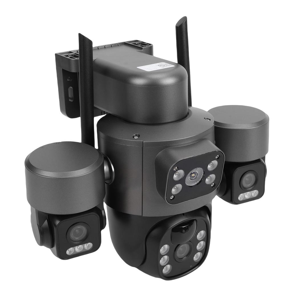 3 Lens Solar Security Camera 6MP HD 360 Degree Viewing Angle IP66 Water Proof Motion Detection WiFi Smart for Outdoor