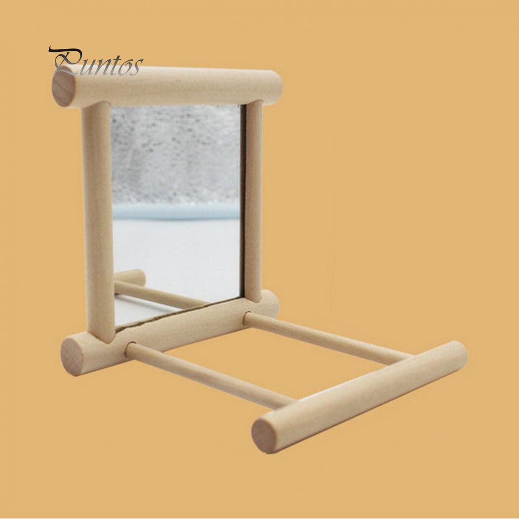 Зеркальная деревянная подставка для птиц — фото 4