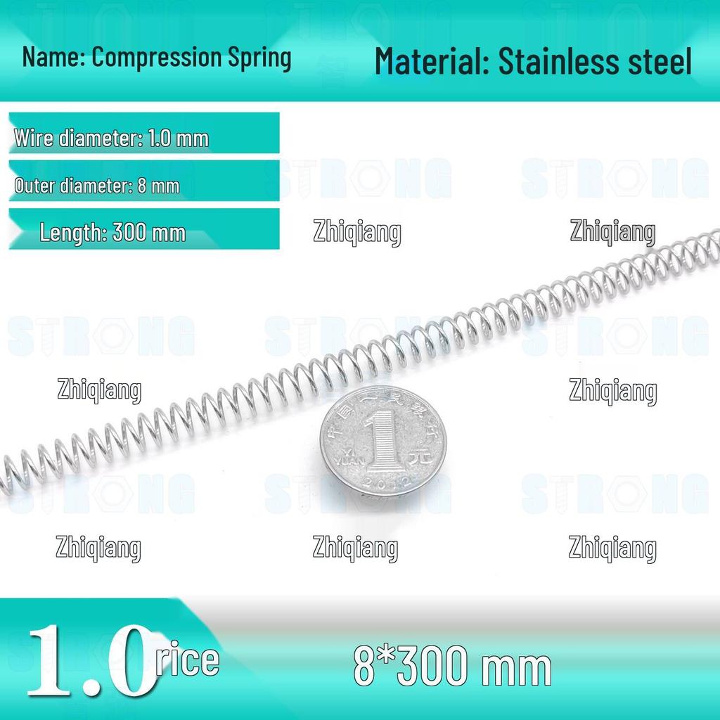 304 Stainless Steel Compression Spring – 300mm Long, High Elasticity, Shock Absorption, Customizable