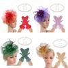 4in1 Fascinator Derby Headpiece with Earrings Necklace Lace Gloves For Horse Racing Party Masquerades Roleplay Headpiece