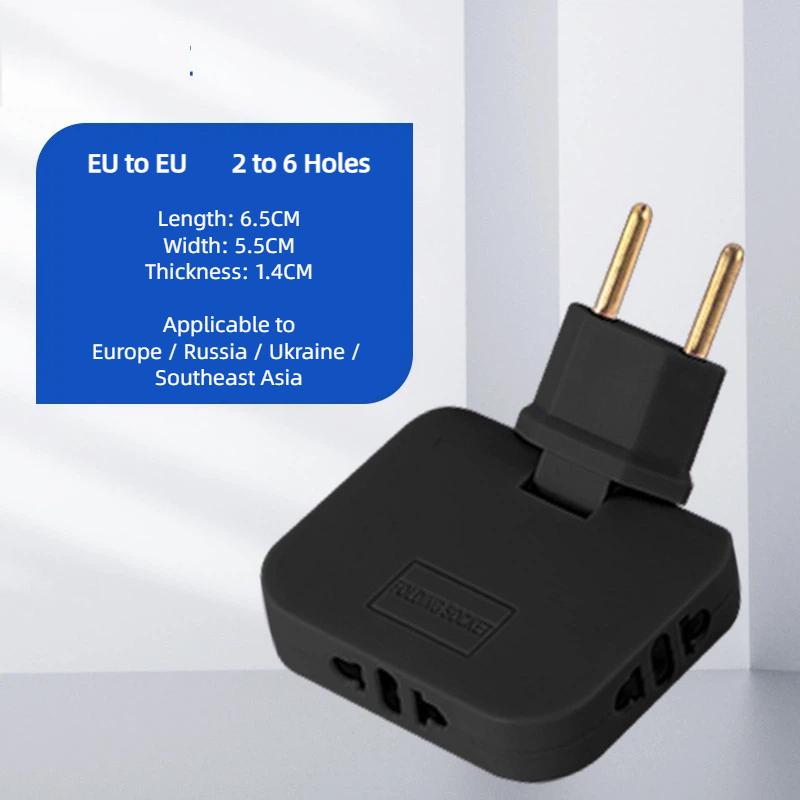 EU Plug 180° Rotatable Multi Outlet Adapter – Slim Travel Converter