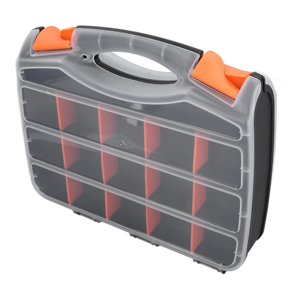 Double Side Parts Organizer with Removable Divider PVC Plastic Compartment Storage Box for