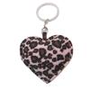 Portachiavi a forma di cuore con stampa leopardata decorativa, ciondolo da appendere alla borsa in pelle PU per progetti fai-da-te, personalizzazione della casa