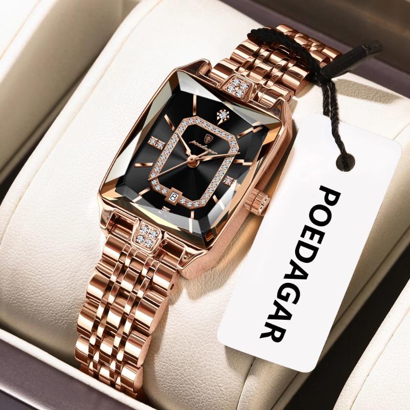 Nové dámské hodinky čtvercového tvaru špičkové značky Nové luxusní vodotěsné módní diamantové hodinky