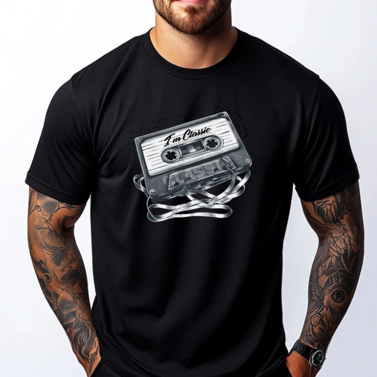 Retro 80s Cassette Tape Men Graphic Tees Male T Shirt Men Tee Shirt Big Size England Style S чёрный