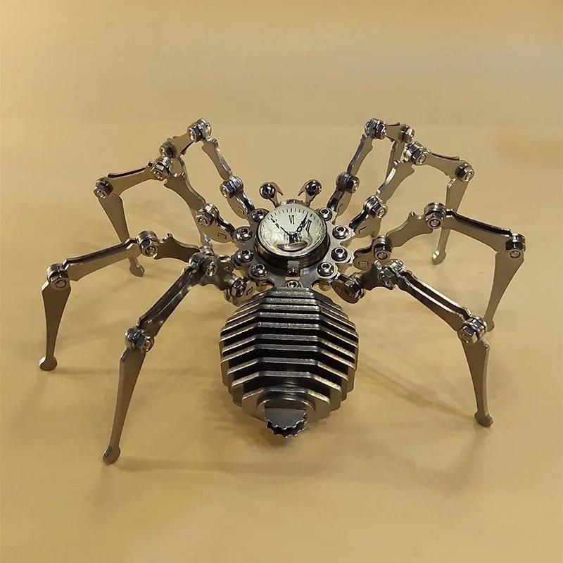 Time Spider Stainless Steel Static Mechanical Insect Model Handicraft DIY Assembly Toy Finished Punk Decoration