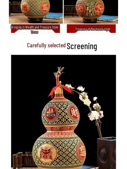 Chinese Knot Carved Gourd Pendant for Living Room Decoration or Gift